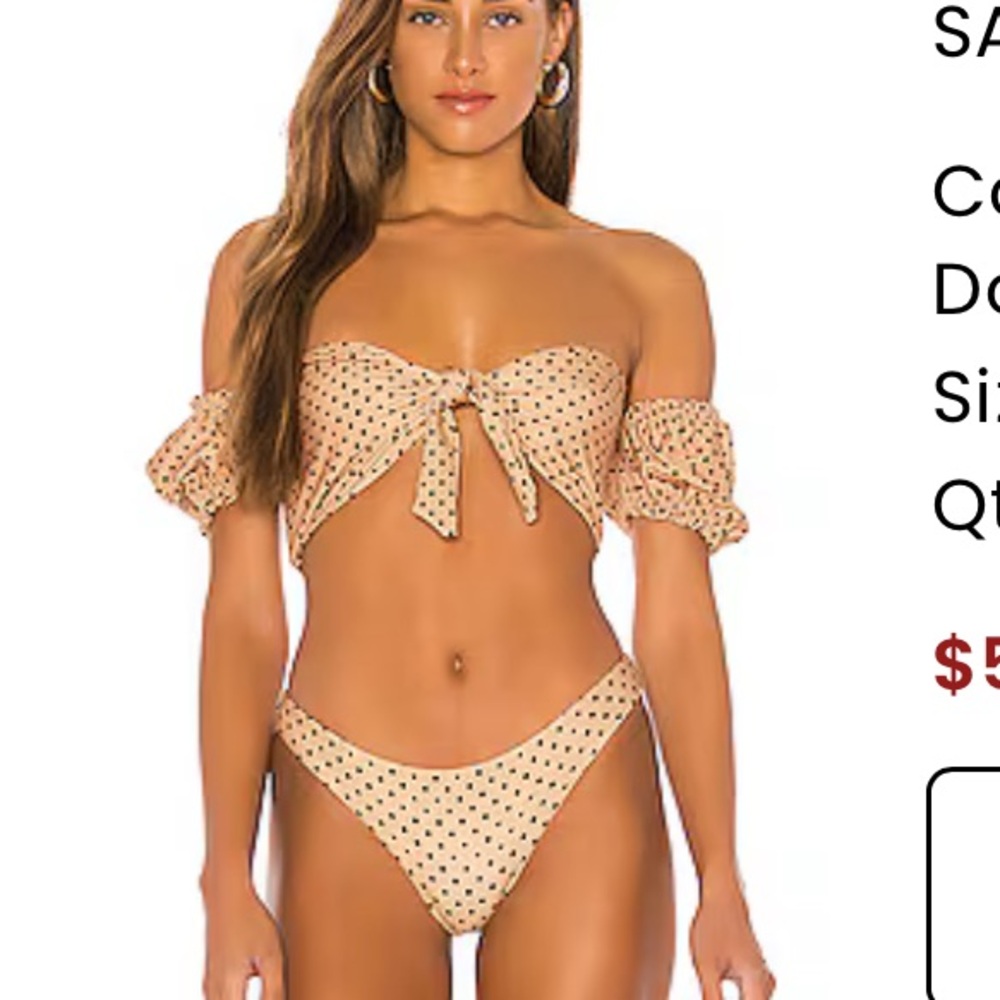 SAME swim Revolve Ruffle Sleeve Bikini Top and brief bikini bottoms